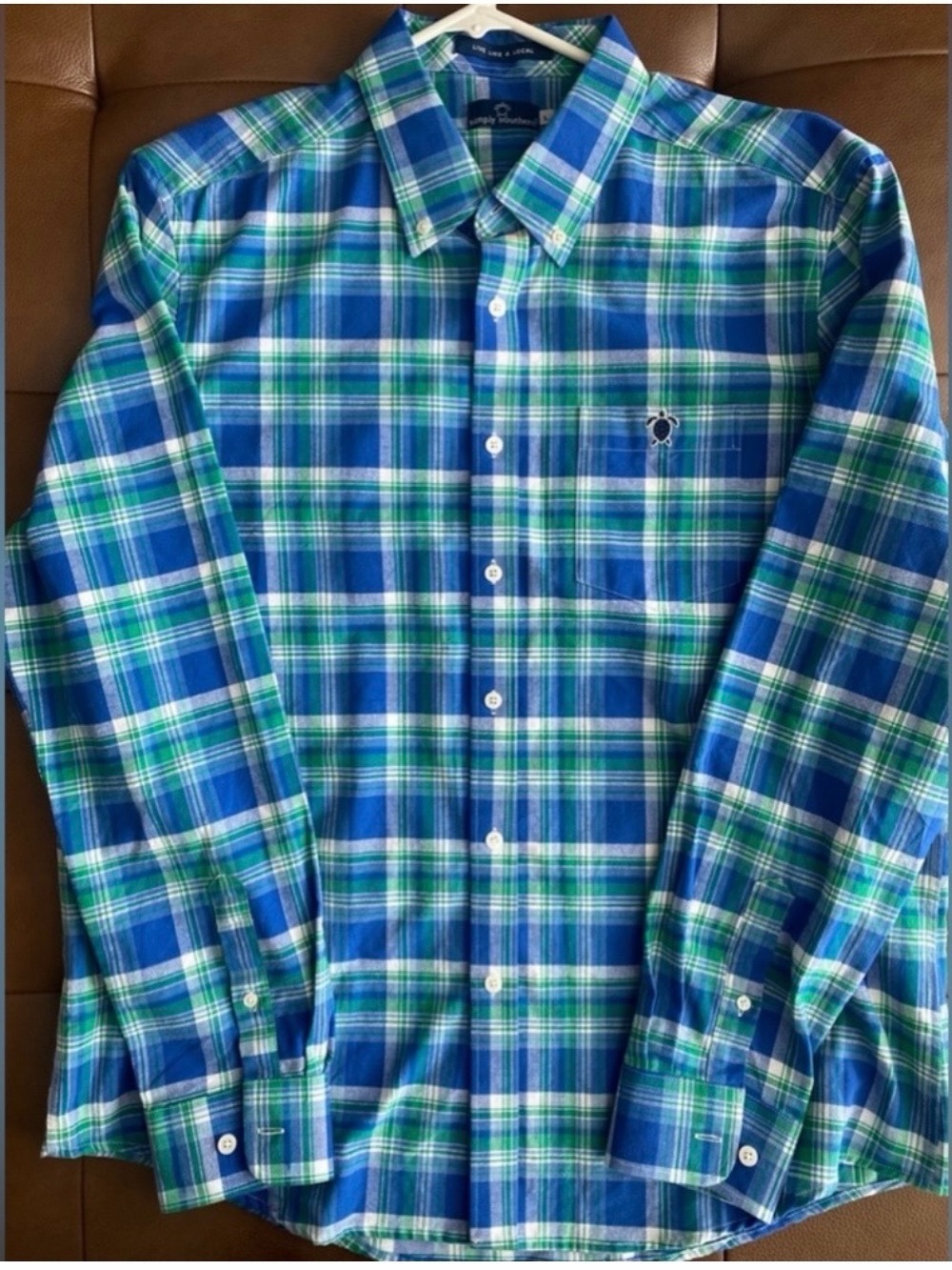 Simply Southern Blue and Green Plaid Button-Down Shirt